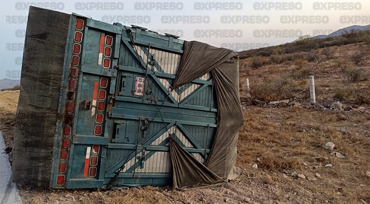 Chofer de tráiler se queda dormido y vuelca su unidad