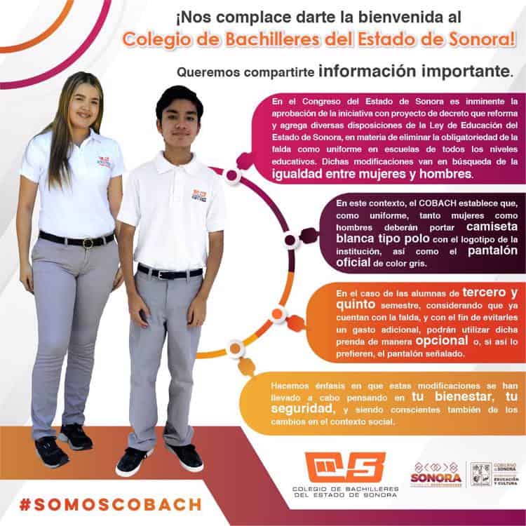Pantalón será obligatorio para alumnas de nuevo ingreso en el Cobach Sonora