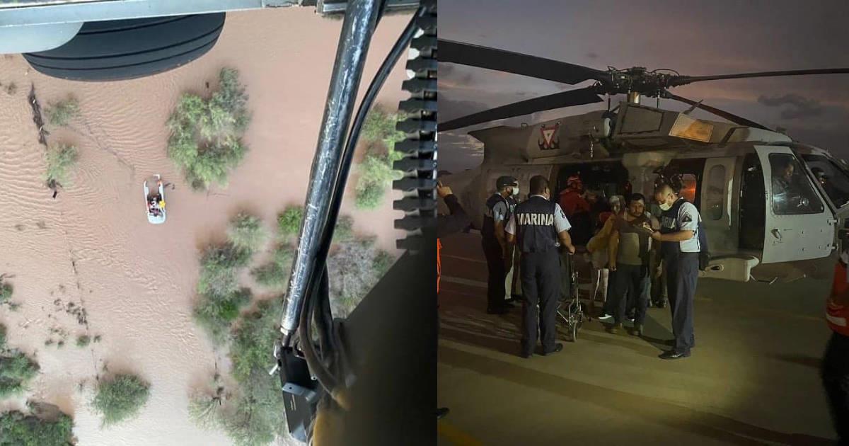 Empalme: Seis personas rescatadas en helicóptero tras horas de espera