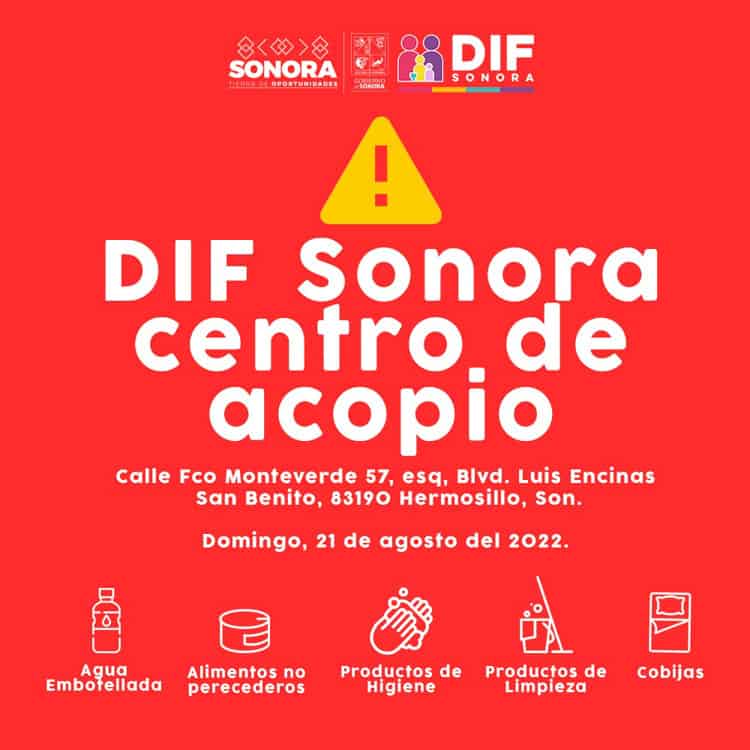 DIF instalará centro de acopio para damnificados de Guaymas y Empalme