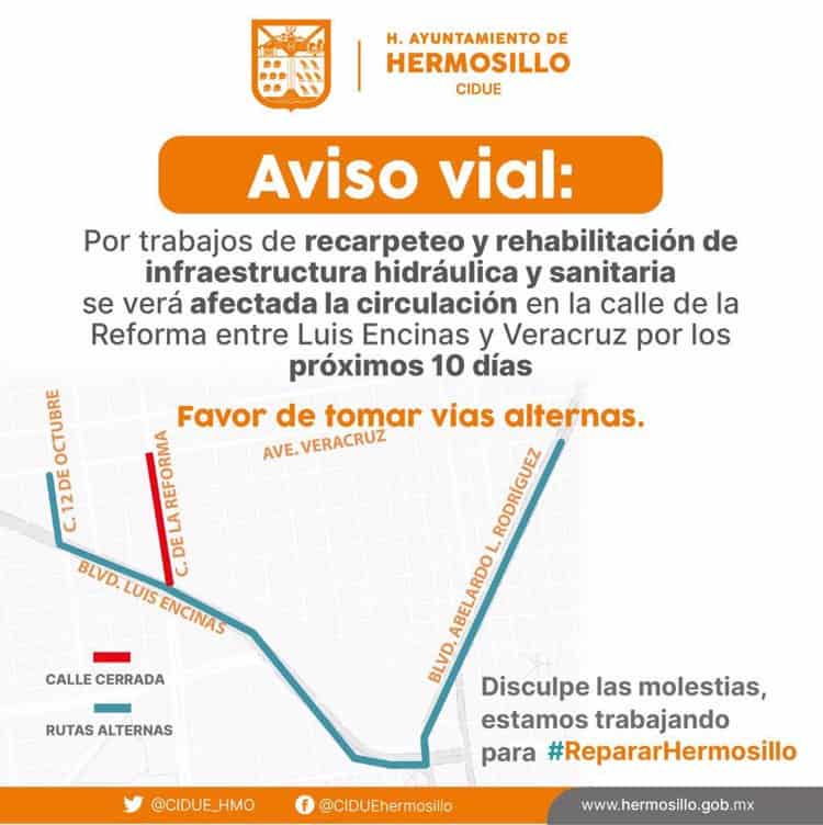 Cierran tramo de la calle Reforma: conoce las vías alternas