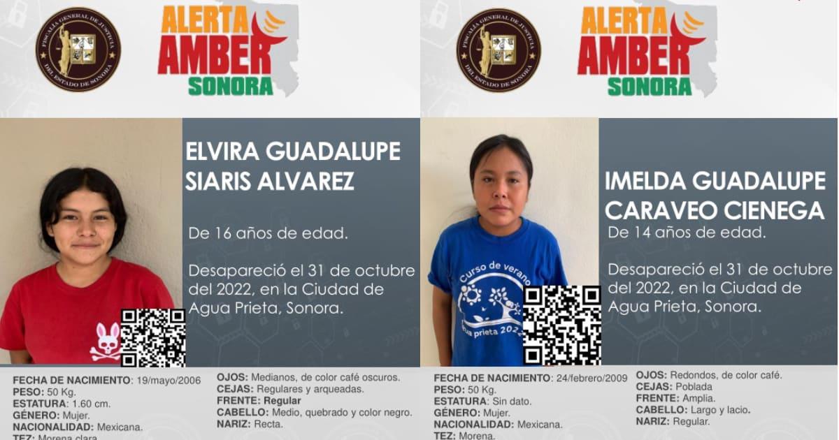 Activan Alerta Amber en Agua Prieta; dos adolescentes desaparecidas