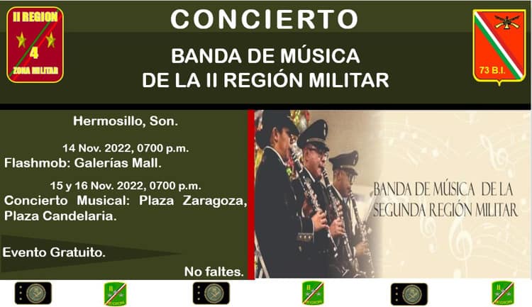 Invitan a los conciertos de la banda de música de la Segunda Región Militar