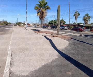 Buscan mejorar imagen de Guaymas con gravilla en camellones