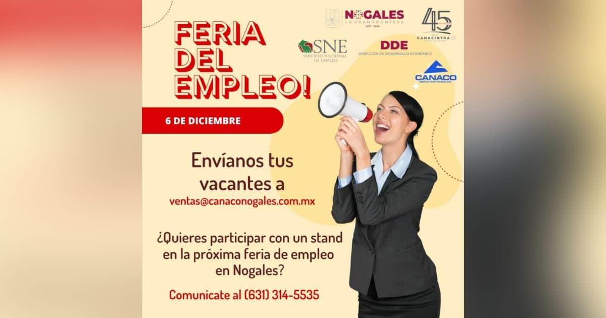Anuncian Feria del Empleo en Nogales para diciembre