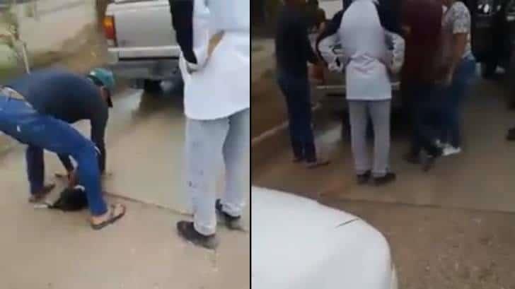 Captan en video a camioneta arrastrando a perrito por calles de Empalme