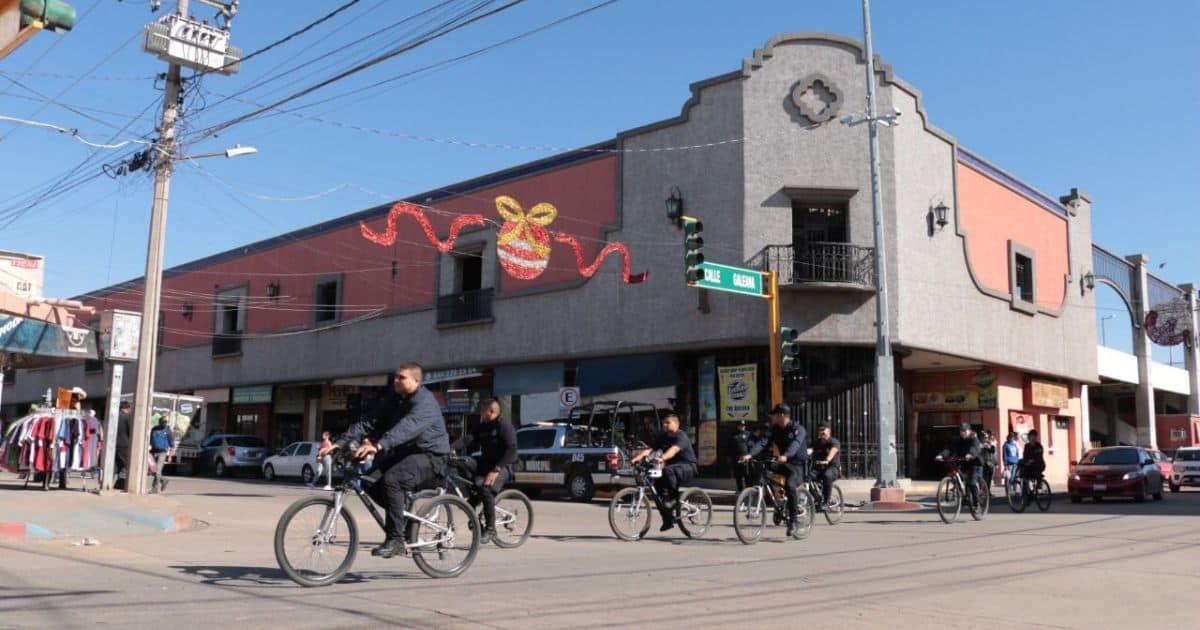 Policías vigilan comercios de Cajeme en bicicleta