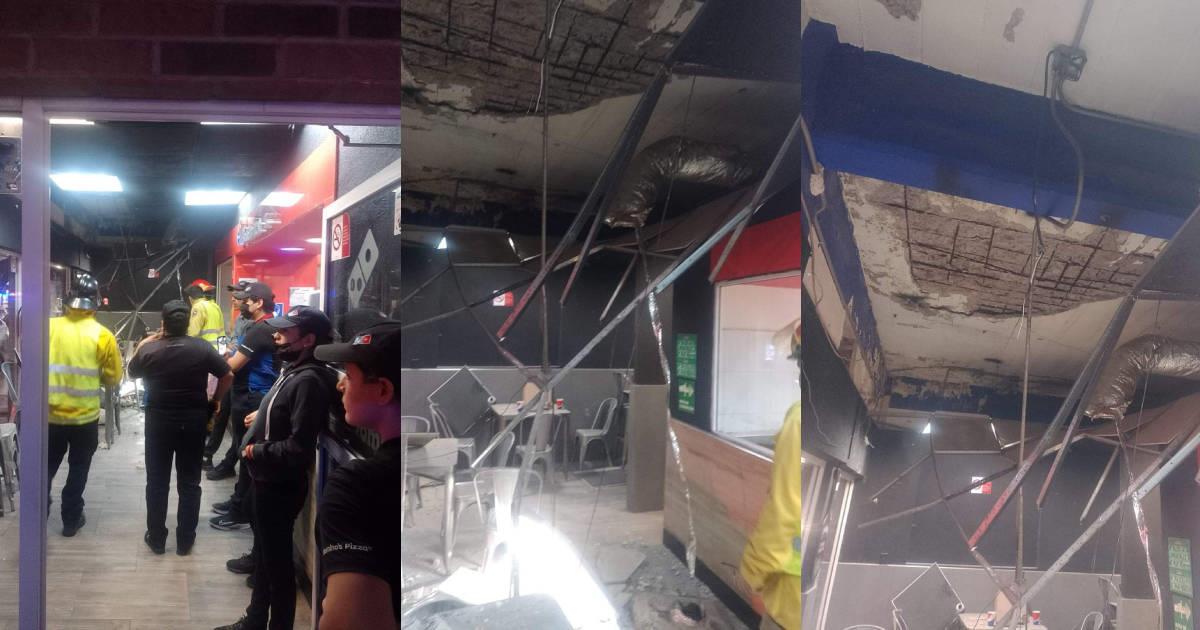 Colapsa techo de pizzería en Navojoa y deja una persona herida