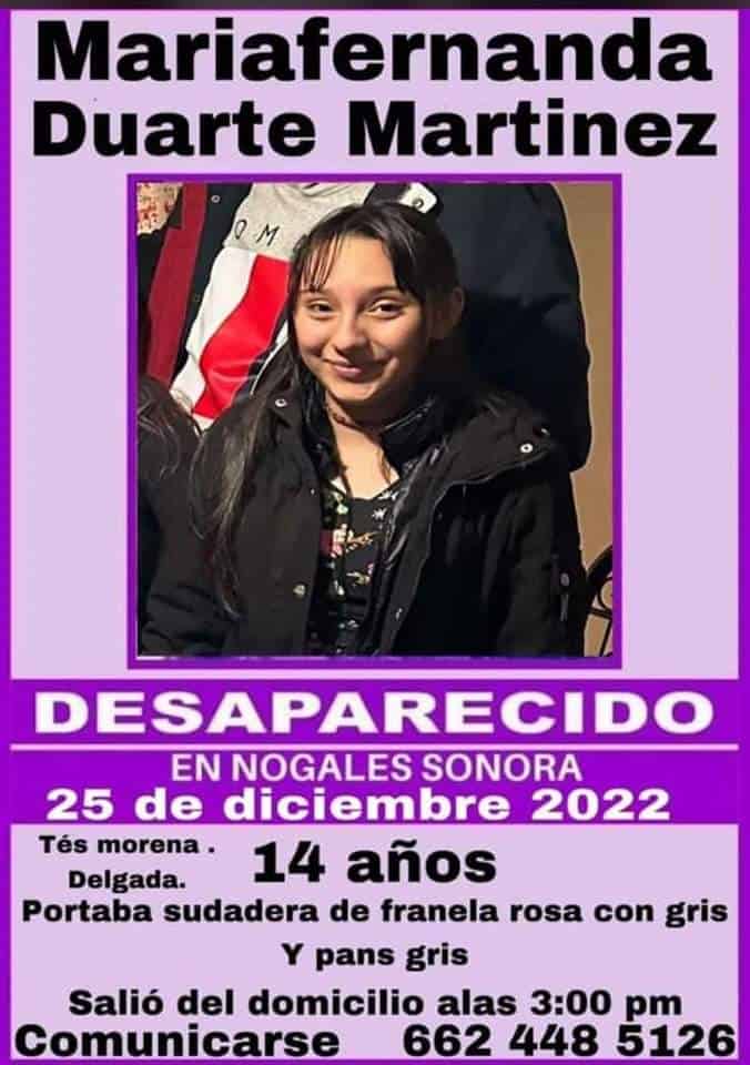 Buscan a María Fernanda, menor desaparecida en Nogales