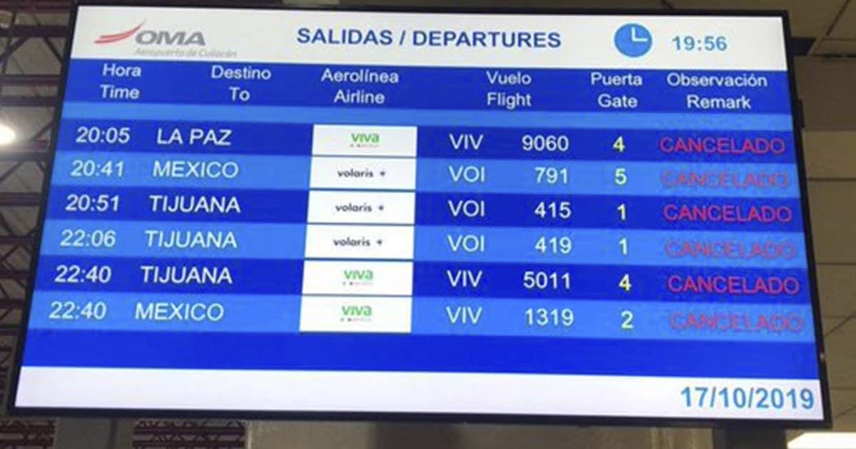 Profeco no recibe quejas por cancelación de vuelos en Culiacán