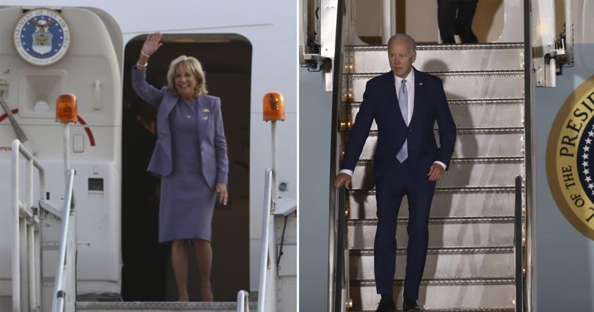 Joe Biden y su esposa son recibidos por AMLO