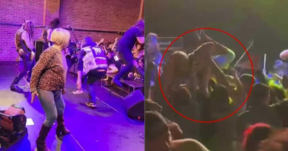 Mamá se hace viral tras lanzarse al público en concierto de Heavy Metal