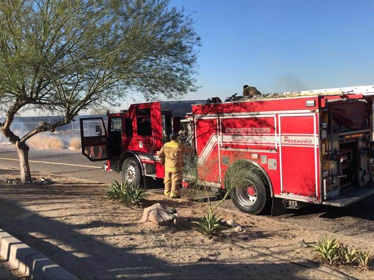 Incendio afecta más de 50 metros cuadrados en predio al norte de Hermosillo