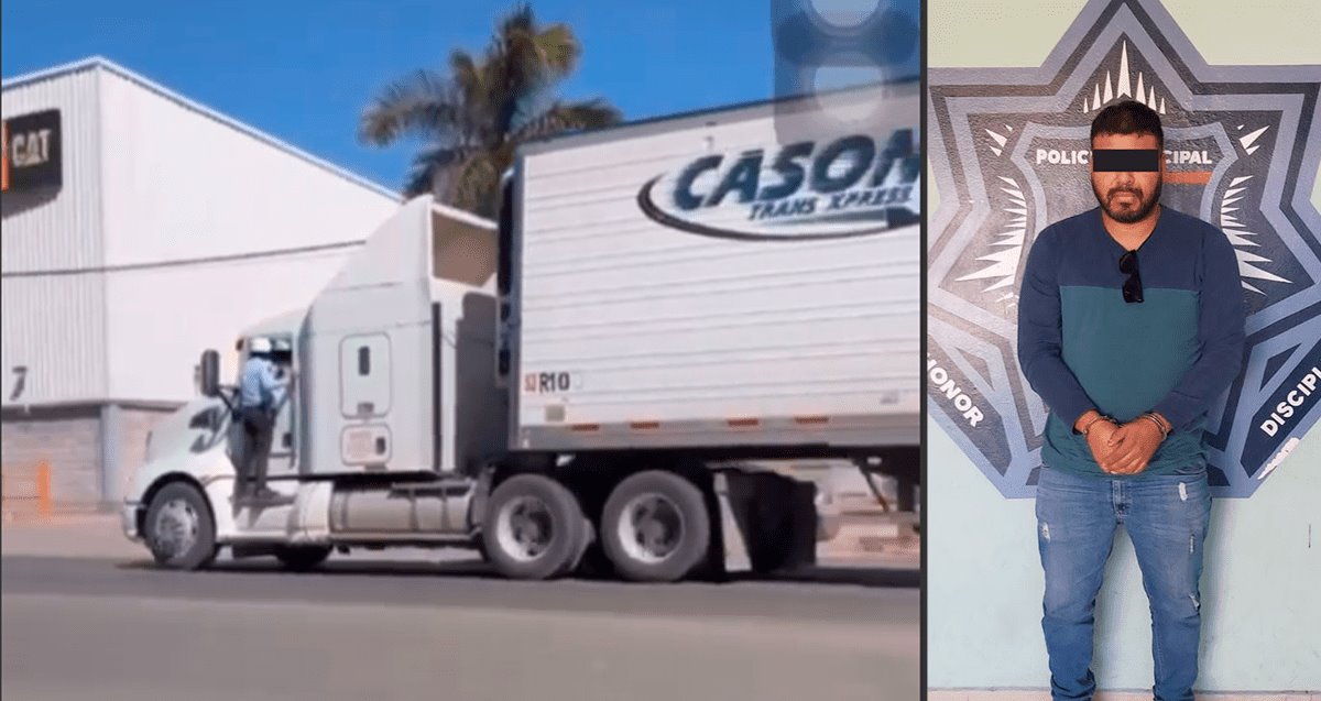 Detienen a conductor de tráiler que se hizo viral en Obregón