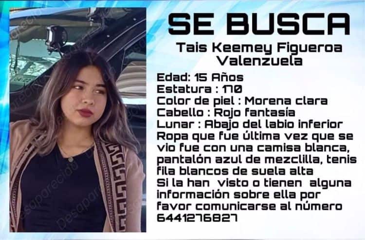 Buscan a Tais Keemey Figueroa, menor desaparecida en Obregón