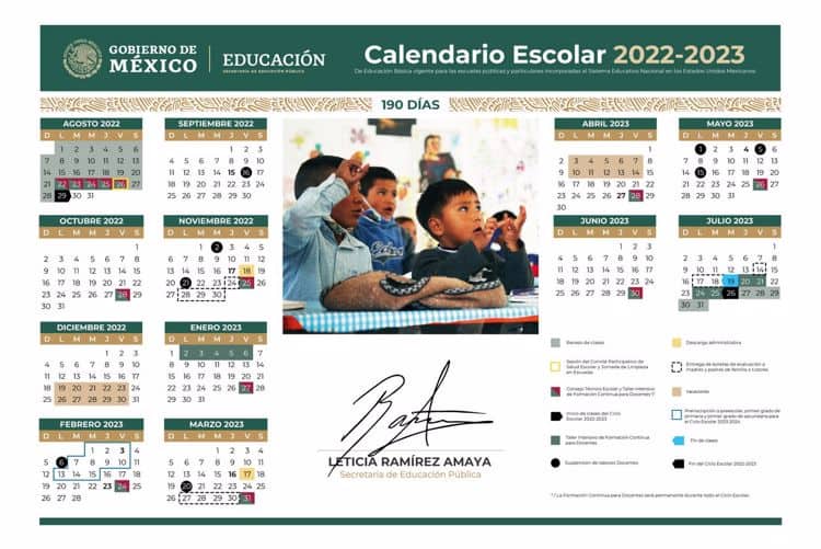 Calendario escolar Sonora SEC 20222023 educación básica