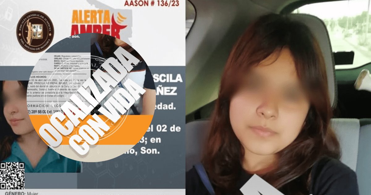 Encuentran con vida en Sinaloa a Ariadne; desactivan Alerta Amber Sonora