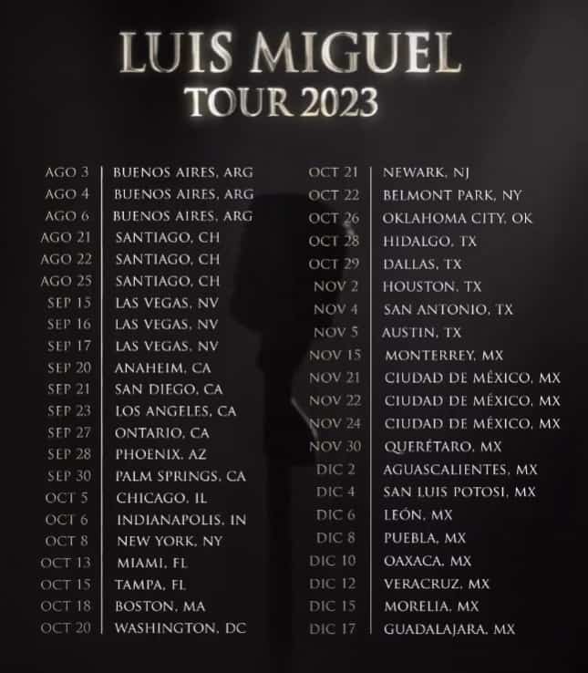 Luis Miguel anuncia fechas de su gira del 2023