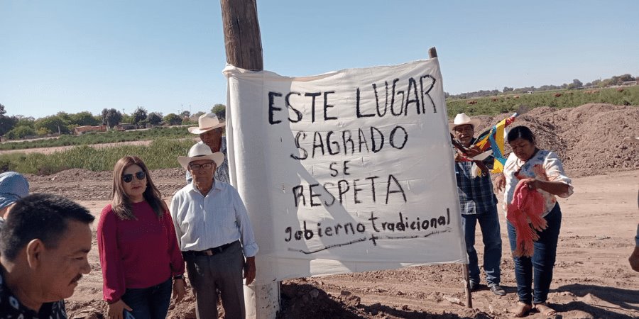 Etnia Yoreme-Mayo se manifiesta ante construcción en sus tierras