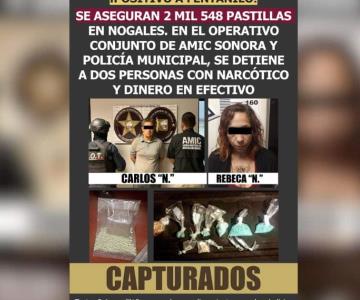 Aseguran 2 mil 548 pastillas de fentanilo en Nogales; Hay dos detenidos