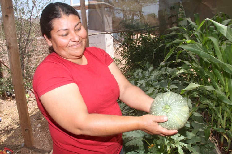 Imelda Cañez alimenta a su familia con su propio huerto en Punta Chueca