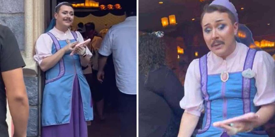 Disney desata polémica por empleado con bigote y vestido