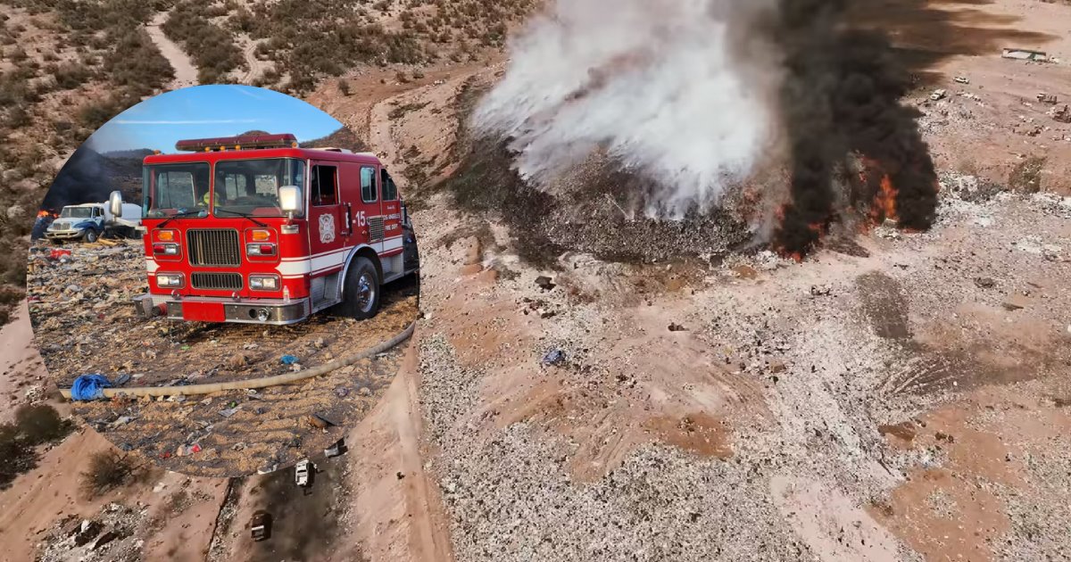 Relleno sanitario de Hermosillo vuelve a arder; bomberos mitigan el fuego