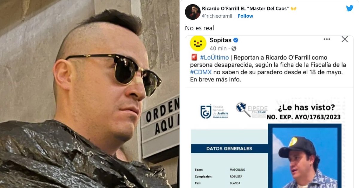 Desmienten desaparición de Ricardo OFarrill a través de sus redes