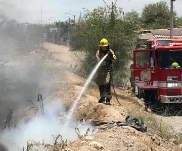 Equipo de Bomberos de Hermosillo combate incendios de maleza en cerros