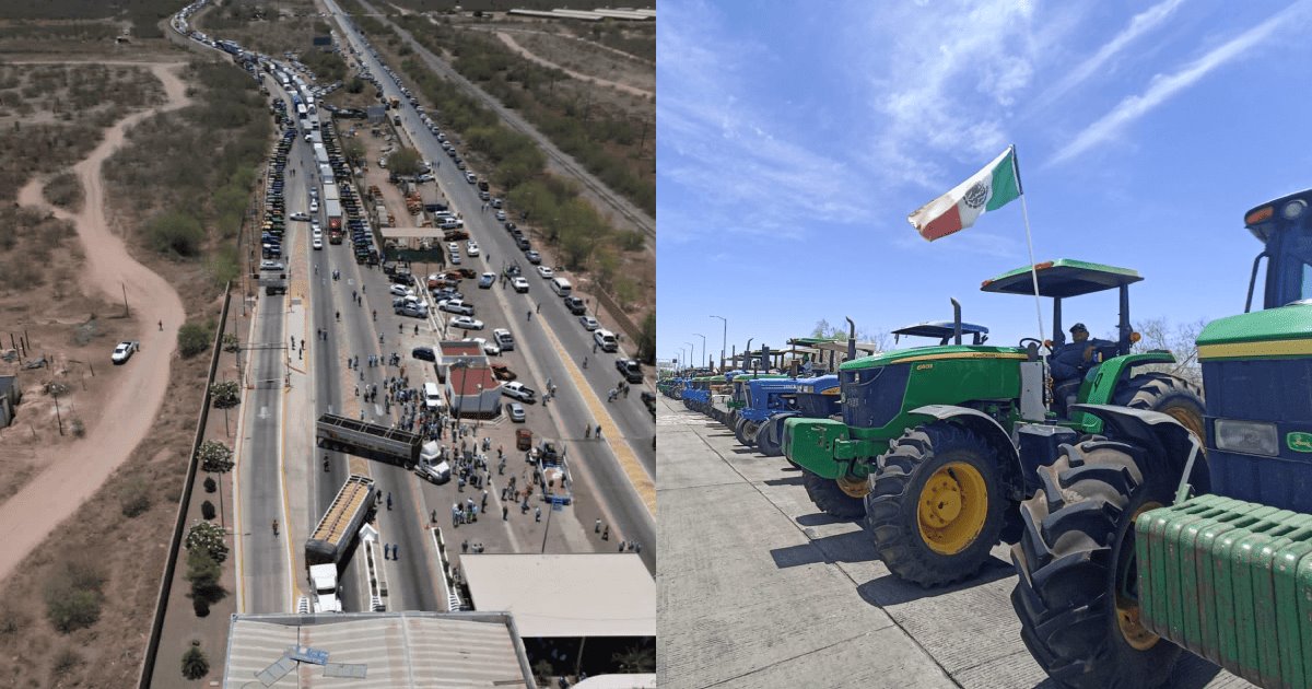 Productores del sur de Sonora se manifiestan en la carretera México 15