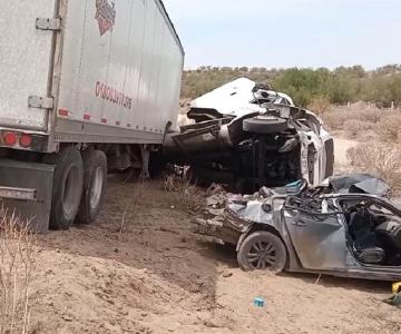 Accidente en carretera Hermosillo-Nogales dejó tres lesionados