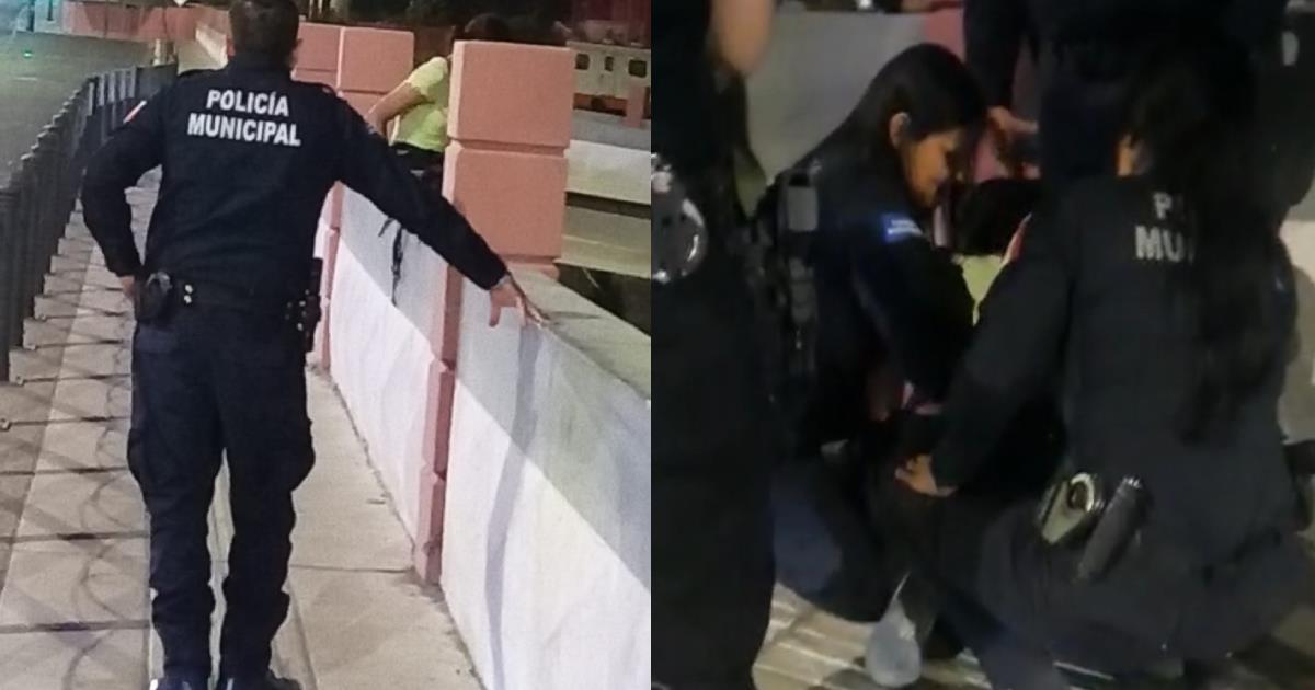 Policías rescatan a adolescente que quería arrojarse de un puente 