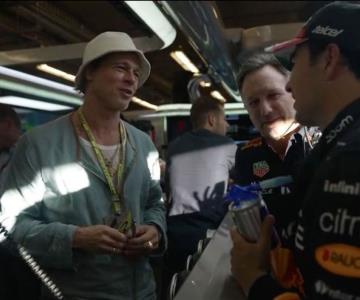 Checo Pérez y Brad Pitt se ven las caras en el GP de Gran Bretaña