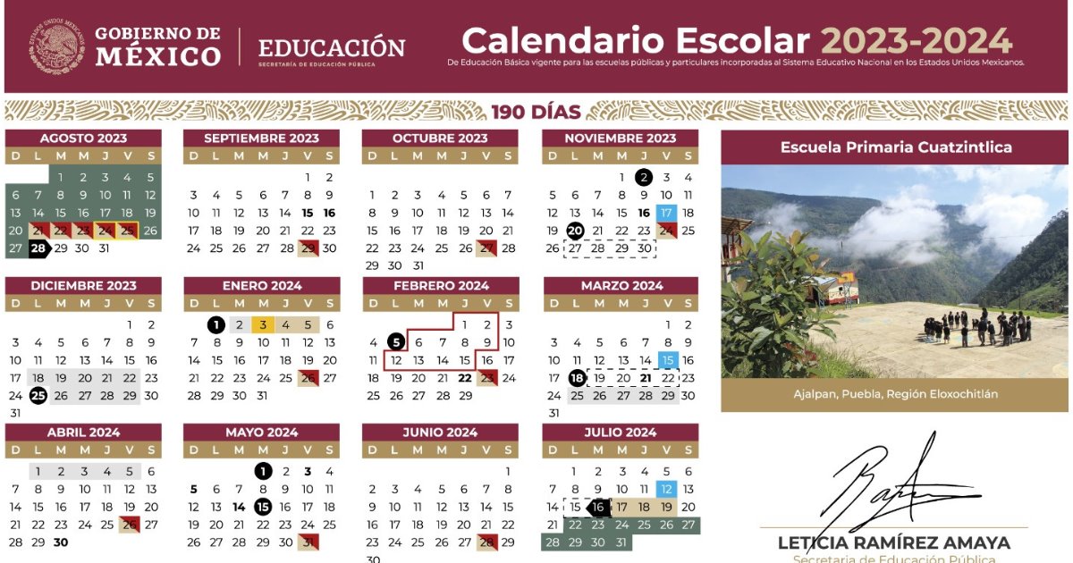 Conoce el calendario escolar de educación básica 2023-2024 de la SEP