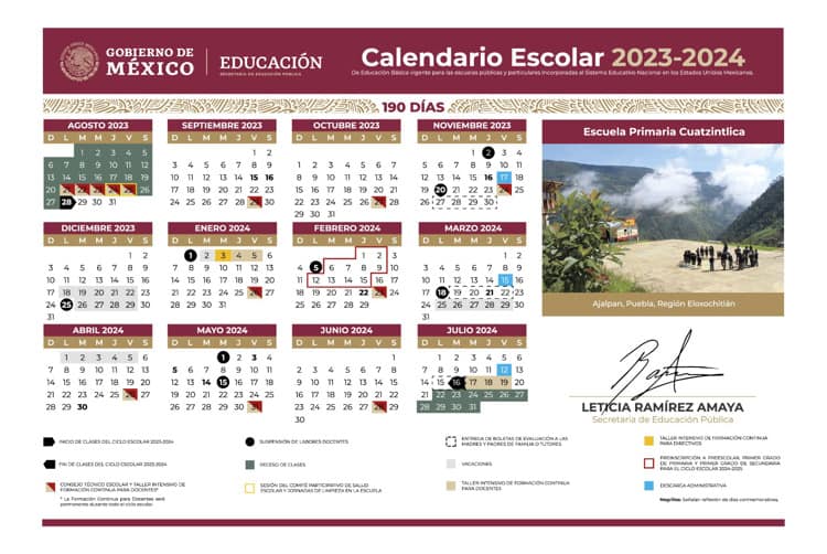 Conoce el calendario escolar de educación básica 2023-2024 de la SEP