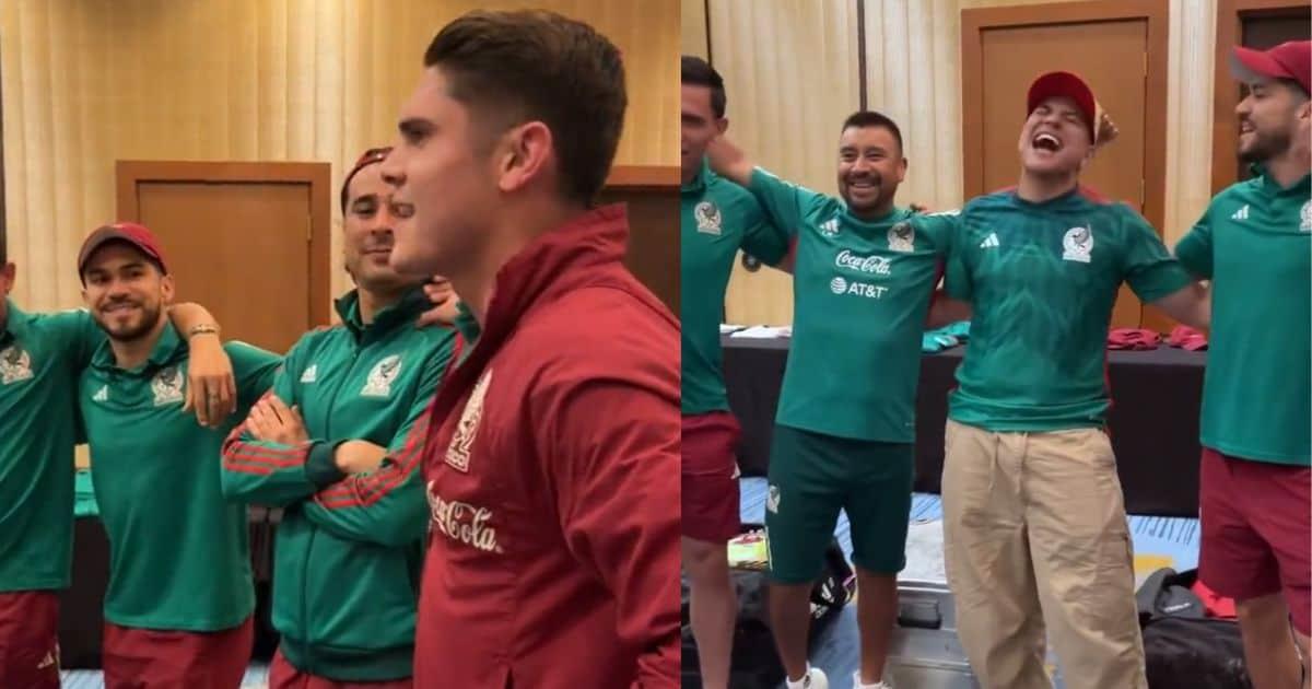 Selección Mexicana recibe visita de Eduin Caz y canta junto a Israel Reyes