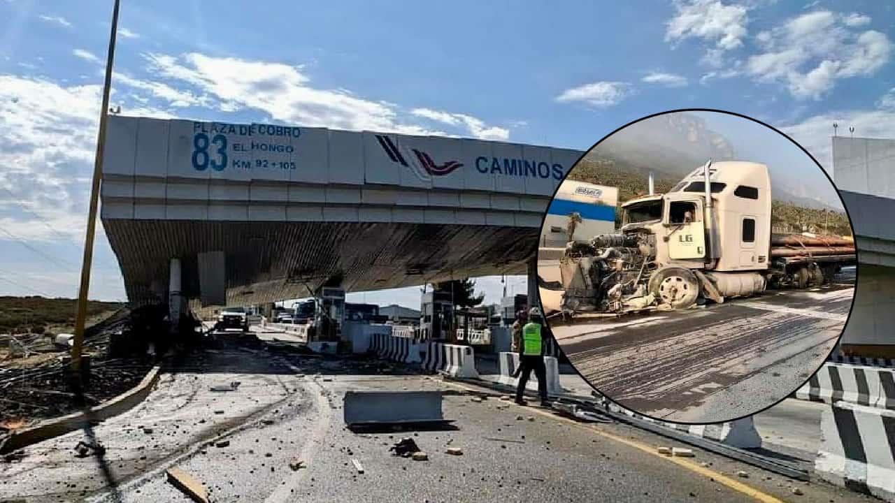 Tráiler colisiona contra caseta de peaje en BC; hay muerto y varios heridos