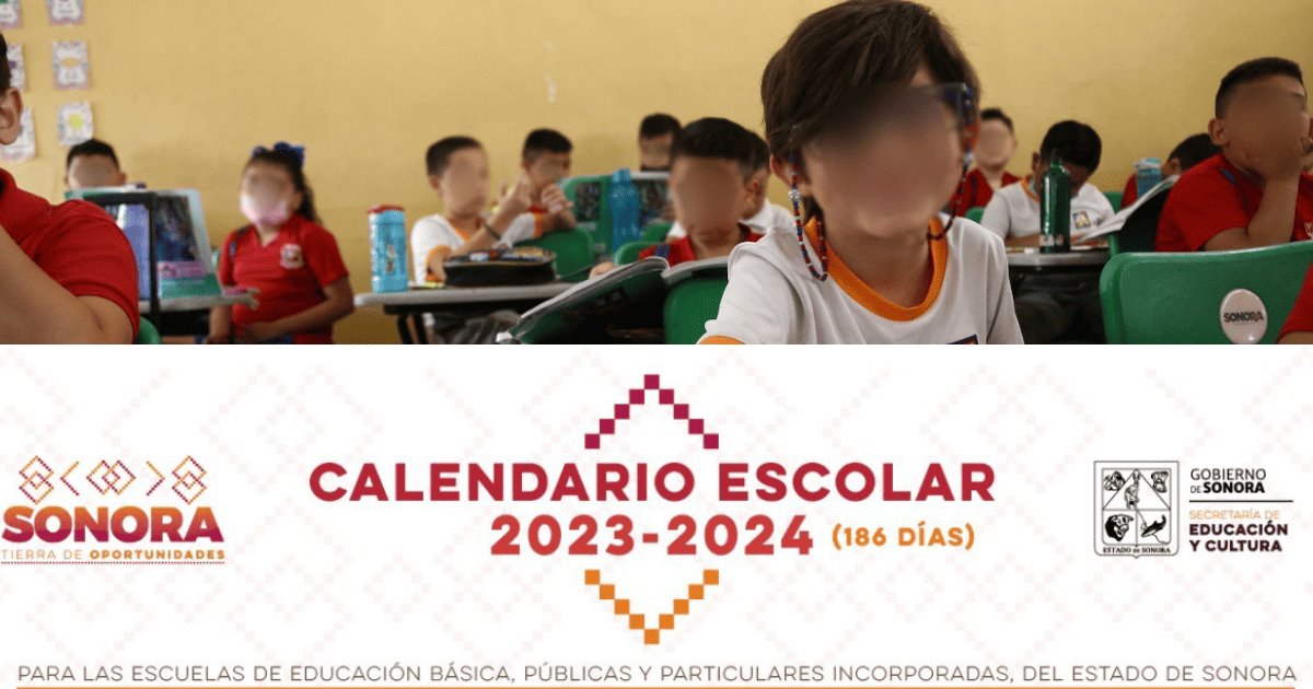 Sonora Calendario Escolar SEC 20232024; ciclo de 186 días
