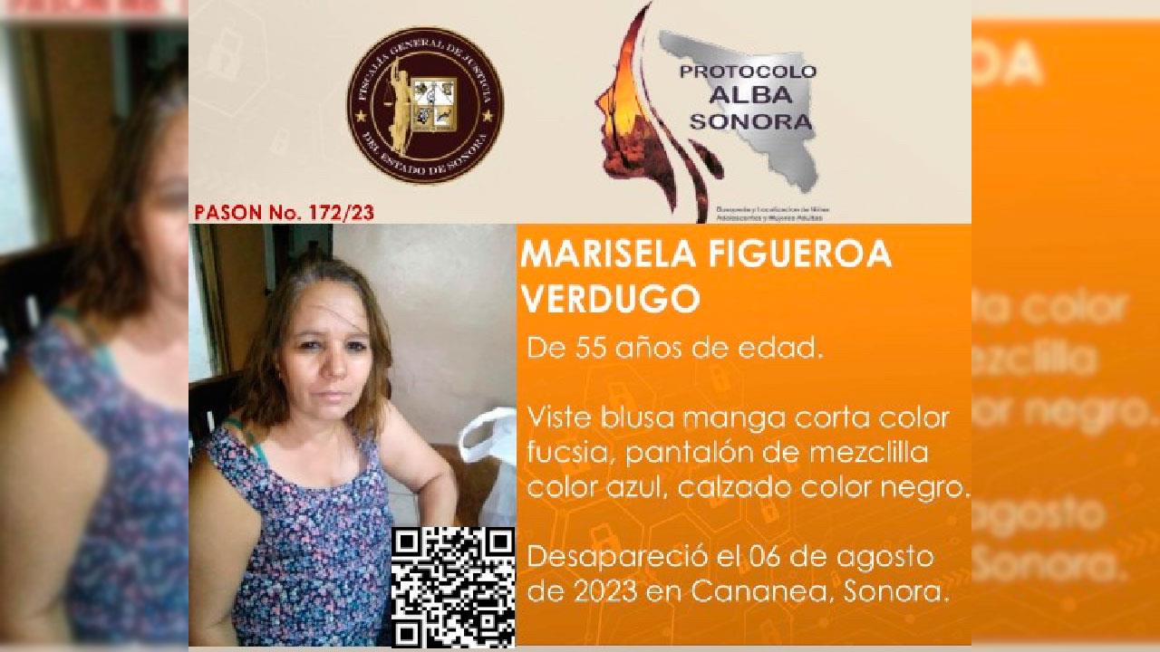 Activa FGJE Protocolo Alba para localizar a Marisela Figueroa Verdugo