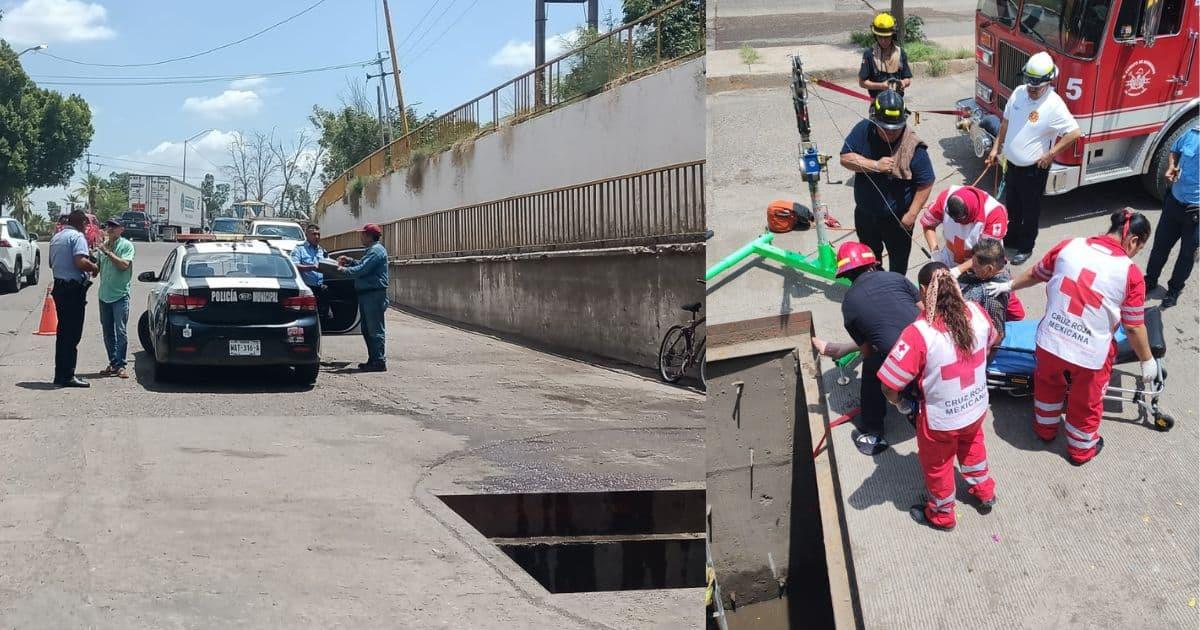 Adulto mayor cae 4 metros dentro de un cárcamo en Ciudad Obregón