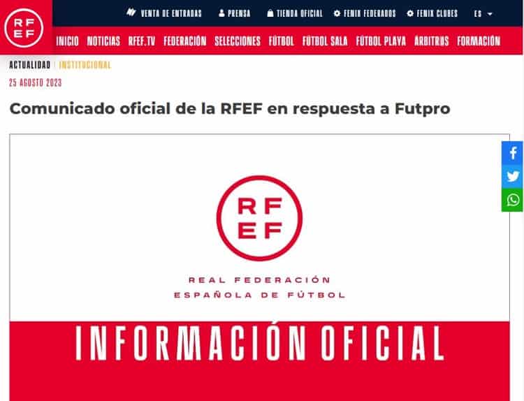 Polémica Hermoso-Rubiales escala; RFEF amenaza con demandar a la jugadora