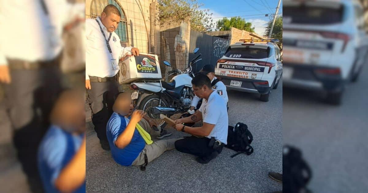 Policías brindan primeros auxilios a motociclista lesionado en accidente