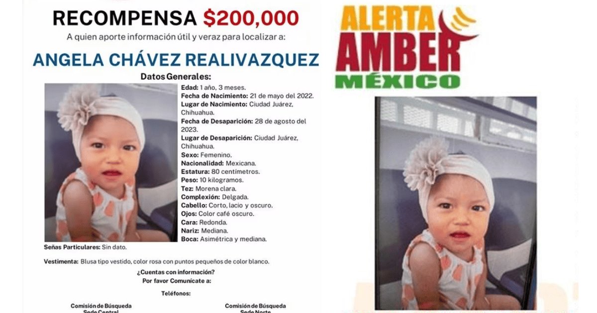 Ofrecen recompensa de 200 mil pesos por desaparición de bebé en Chihuahua