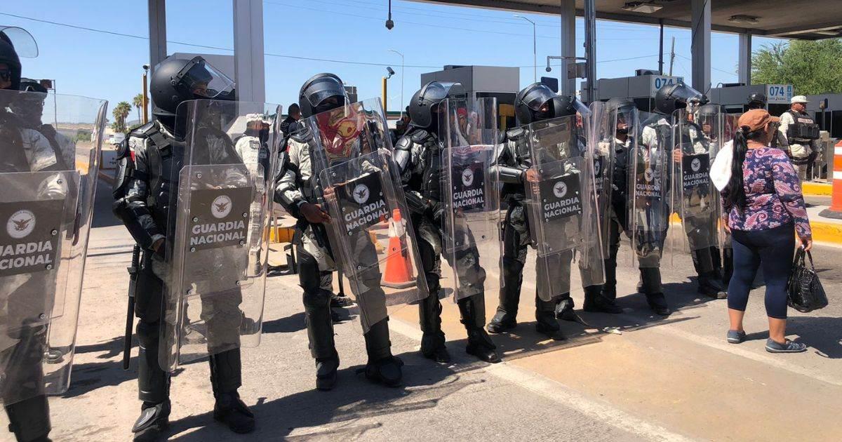 Elementos de Guardia Nacional impiden toma de la caseta Esperanza