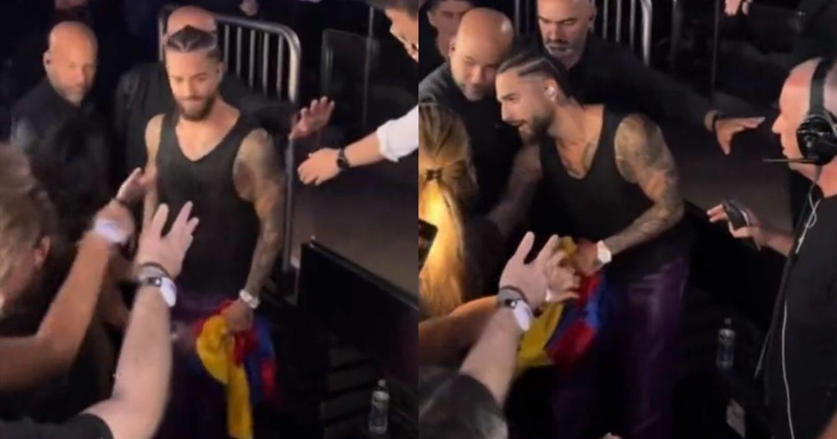 Maluma sufre incómodo momento con una fan al ser tocado indebidamente