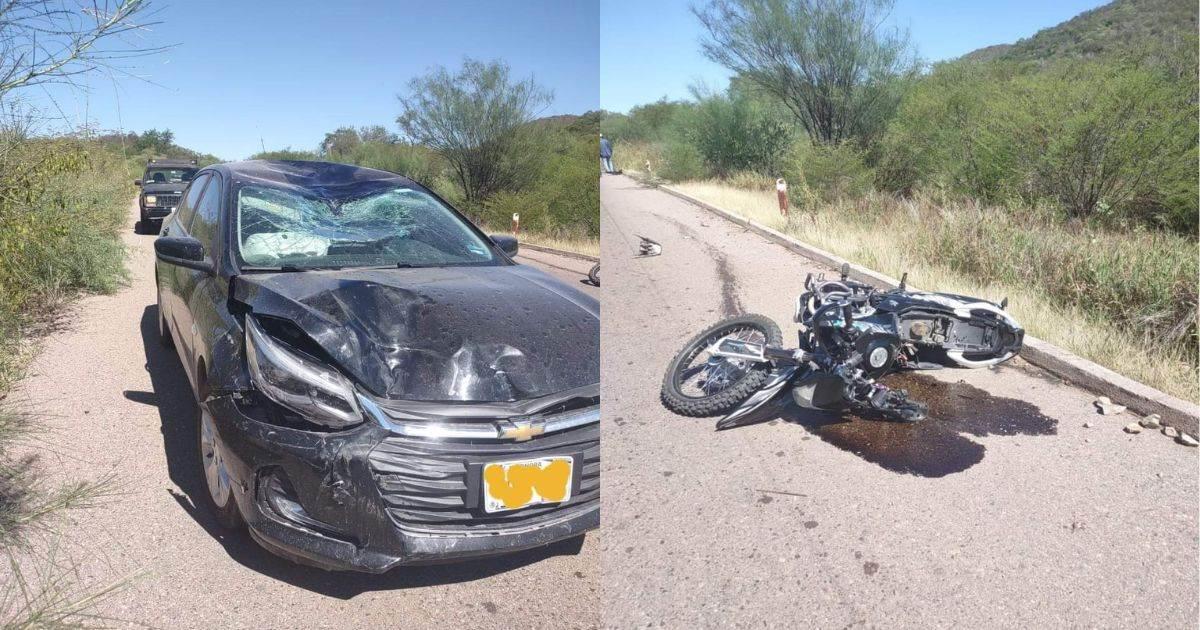 Motociclista es atropellado en la carretera Álamos-San Bernardo