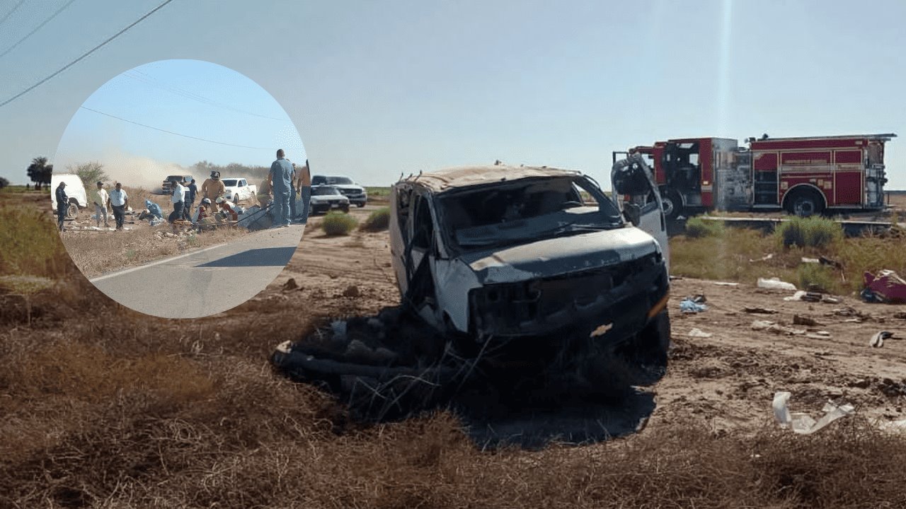 Vuelca camioneta que transportaba jornaleros en la carretera a Bahía de Kino