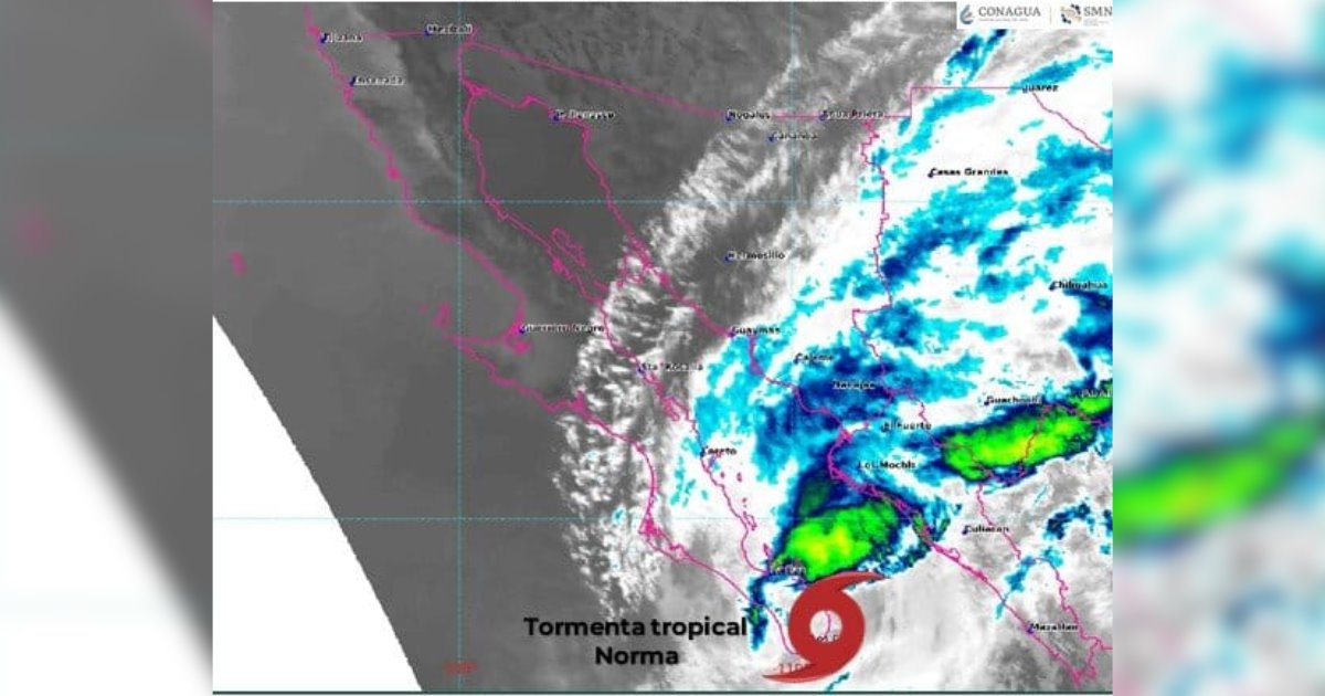 Norma se degrada a tormenta tropical; cierran puertos de Hermosillo