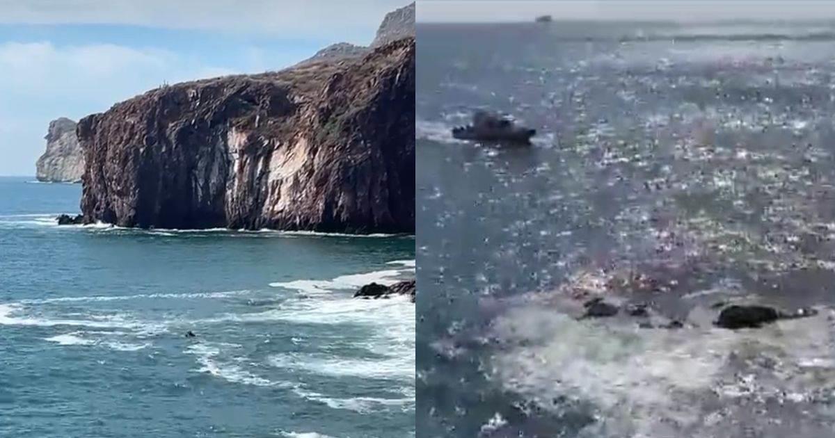 Rescatan a mujer tras caer de un acantilado al mar en Guaymas