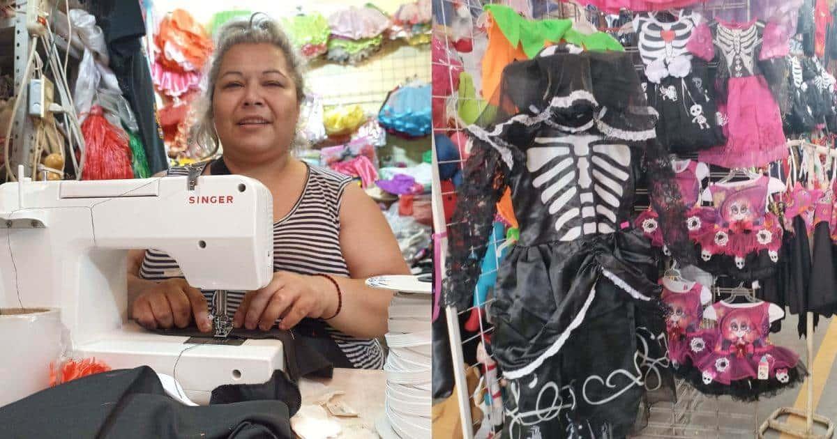 Rocío lleva más de 15 años haciendo trajes de catrín y catrina